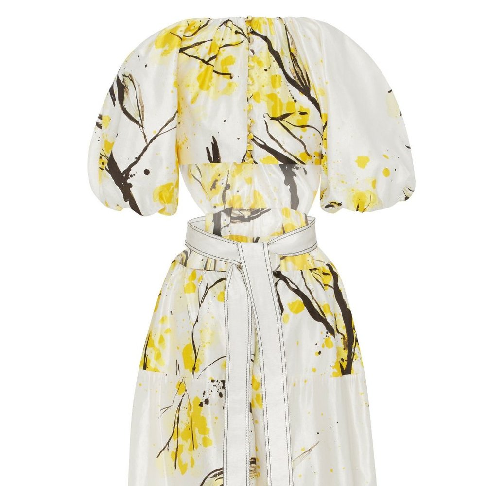 Aje Mimosa Floral Print Linen Blend Satin Dress Australian Size 10/ US 6-8 - Picture 7 of 11